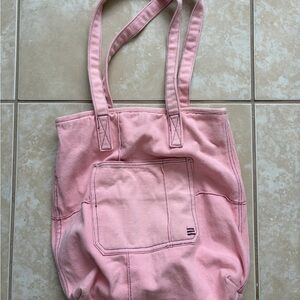 Pink Canvas Tote Bag - Casual Everyday Shoulder Bag